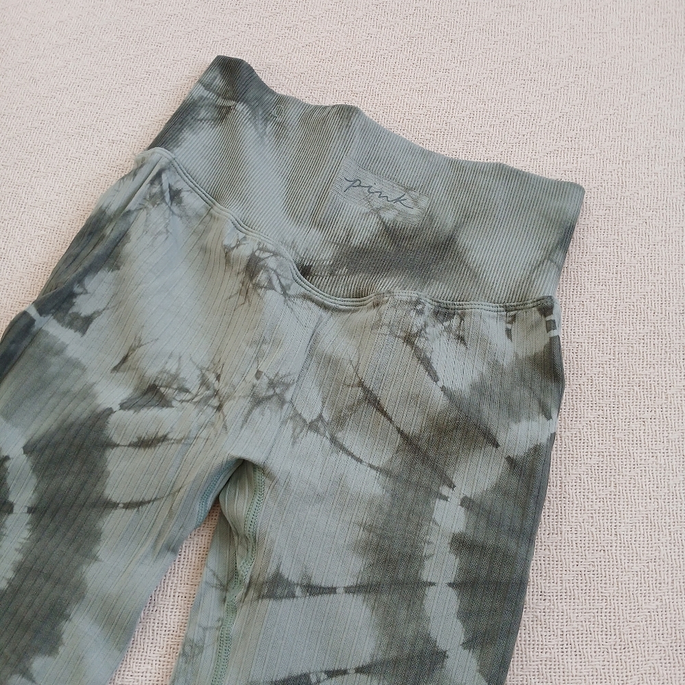 PINK ♡ active seamless green tie dye legging small fairy grunge athleisure vs - Picture 9 of 10